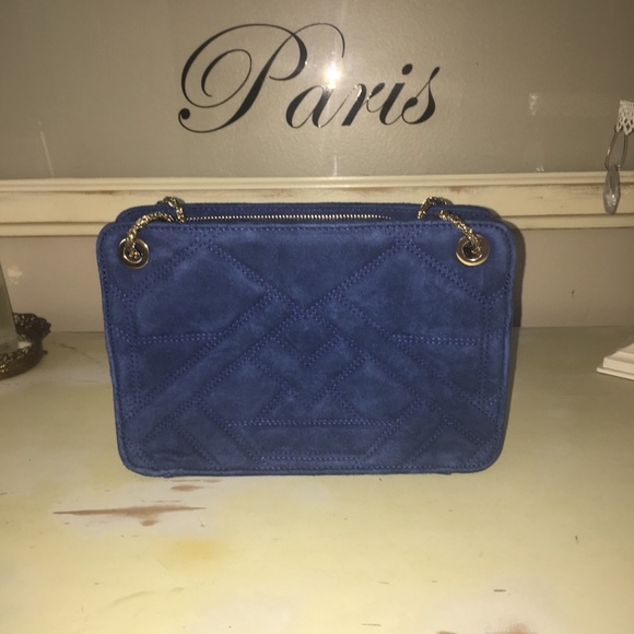 Sezane Handbags - Sezane Mini Belli Navy Suede Cross Body Bag